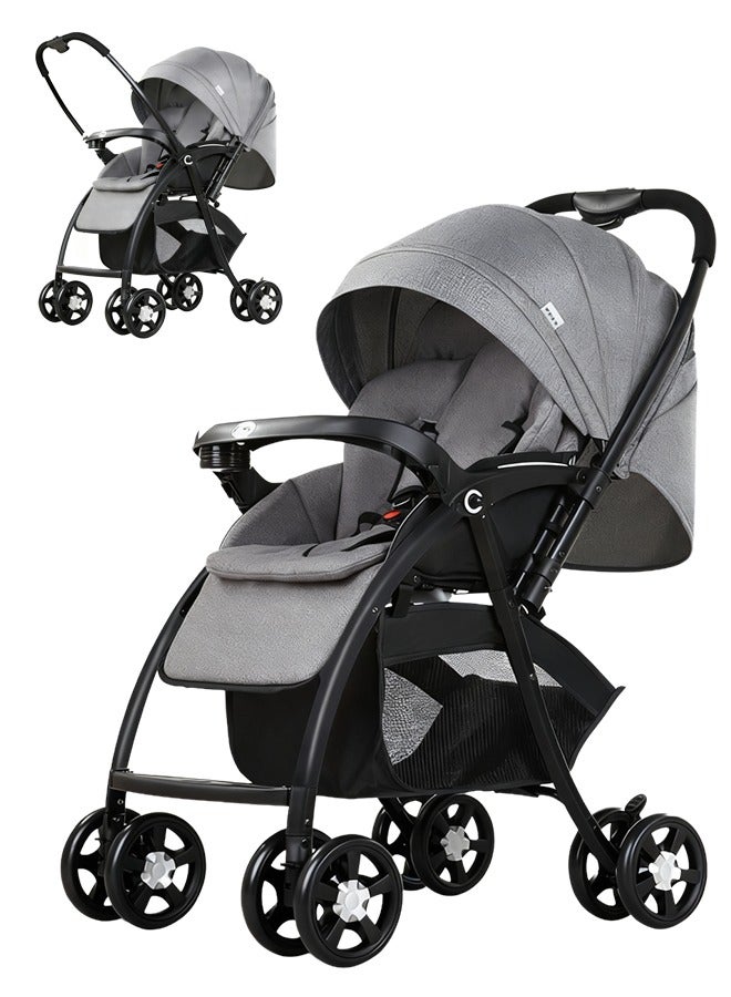 Habona Reversible Handle Baby Stroller — Dual-Direction Pushchair with Shock Absorption, Large Sun Canopy, 5-Point Harness & Lightweight Foldable Design - Image 1