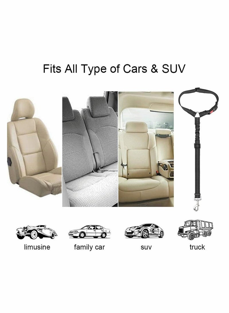 حزام أمان للكلاب، عبوة 2 حزام أمان للسيارة لحيوانات الأليفة مع دعم للرأس قابل للتعديل، حزام أمان للجراء، حزام مرن عاكس للربط مع حزام السليكون عند السفر في السيارة للاستخدام اليومي - Image 4