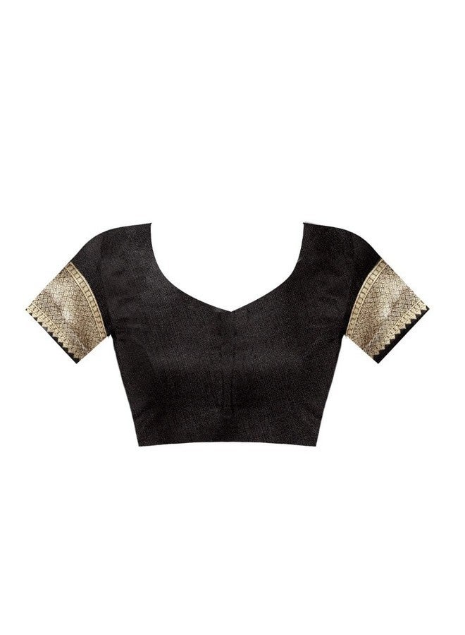 C J Enterprise Women's Pure Kanjivaram Silk Saree Soft Saree Banarasi Style New Sadi With Blouse Piece For Wedding (Pari37-11) (Black) - Image 5