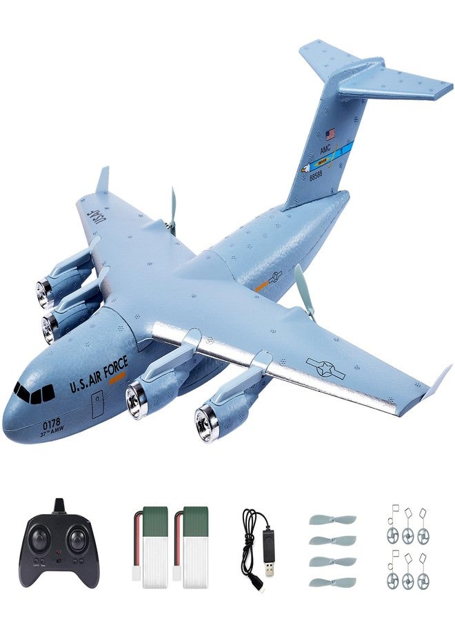 طائرة  RC، طائرة تحكم عن بعد ثنائية القنوات جاهزة للطيران، طائرة C-17 بتردد 2.4 جيجاهرتز مزودة بمثبت جيروسكوبي سداسي المحاور، طائرة نقل عسكرية Globemaster III للمبتدئين من الأولاد والبنات والبالغين، براءة اختراع قيد الانتظار - Image 1