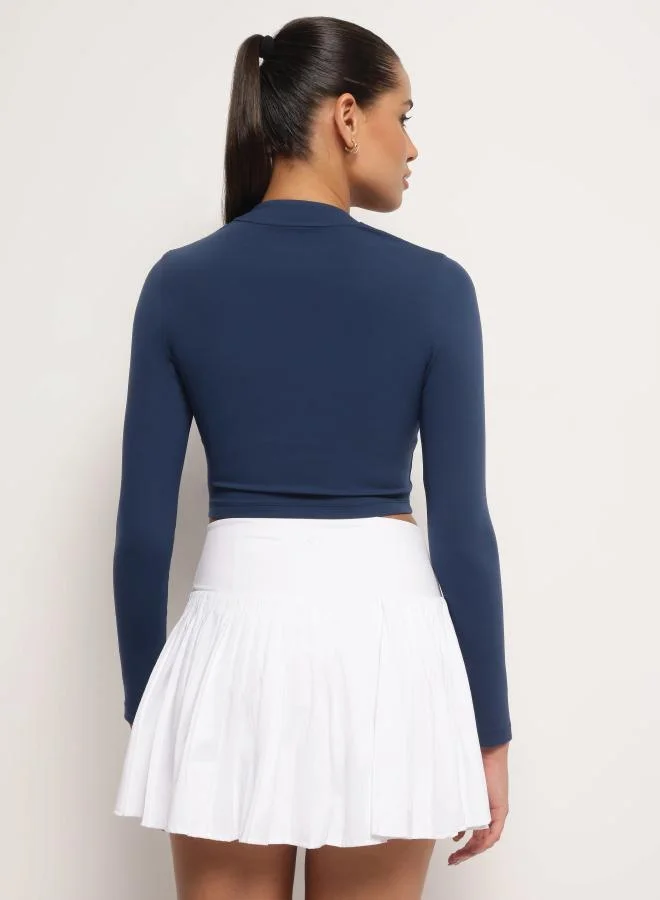 زيسي Square Neck Top – Dark Denim Blue