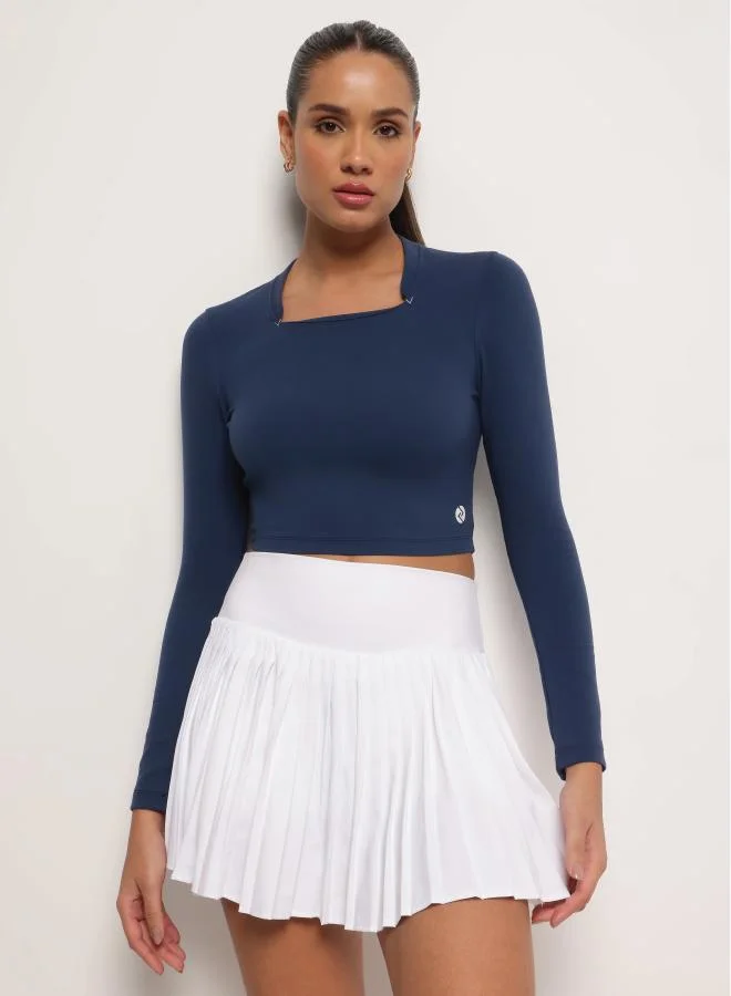 زيسي بلوزة بياقة مربعة - أزرق دينم داكن