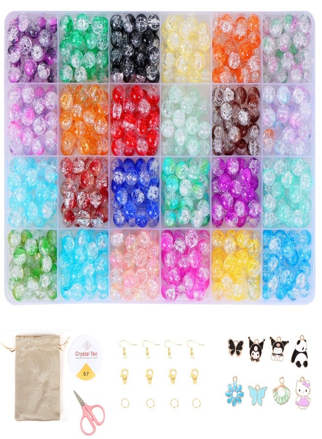 ambitieux DIY Bracelet Making Kit Beads Kit for Bracelet Making (500+ Pieces) Jewellery Kit with Charms & Tools, Bracelet Making Set, Toys for Girls 7-14 Years, Gift for Girls (24 Crackle Beads) - Image 1