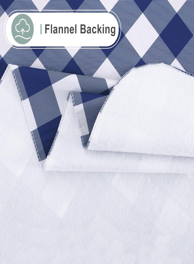 misaya Rectangle Waterproof Vinyl Table Cloth, Buffalo Flannel Backed Tablecloth, Wipeable Plastic Table Cover for Dinner, Kitchen, Outdoor (60" x 84", White and Navy) - Image 4