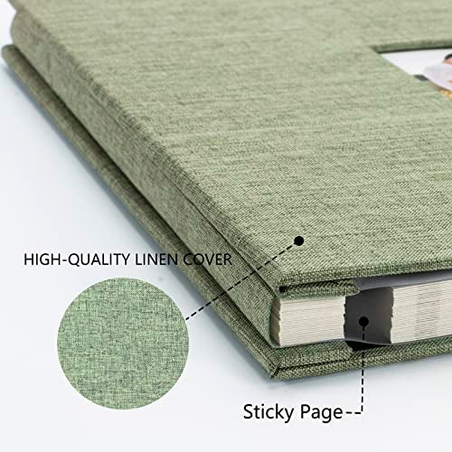 Aenbuslm Photo Album Self Adhesive Pages for 4x6 5x7 8x10 Pictures Magnetic Scrapbook Photo Albums with Sticky Pages Books with A Metallic Pen for Baby Wedding Family 11x10.6 GrassGreen 60 Pages - Image 3