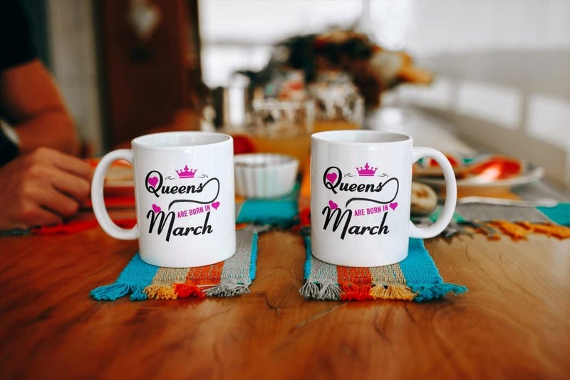 V Kraft V Kraft Queens are Born in March digitaly Printed Ceramic Mug That is Unique Gift for Birthday Gifting and Any Other Special Day Coffee Mug Tea Cup Pack of 1 330ml March - Image 2
