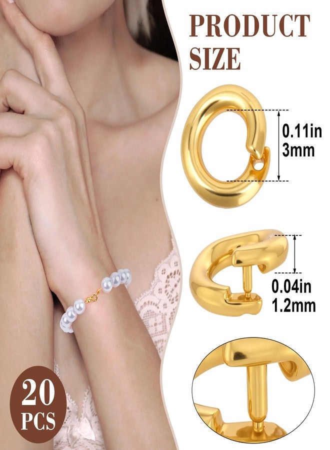 Winsyison 20pcs Split Open End Jump Rings, 18K Gold Plated Locking Circle Clasp Ring, ID 3mm Connector Accessories for Earrings Bracelets Necklaces DIY Crafts Jewelry Making - Image 2