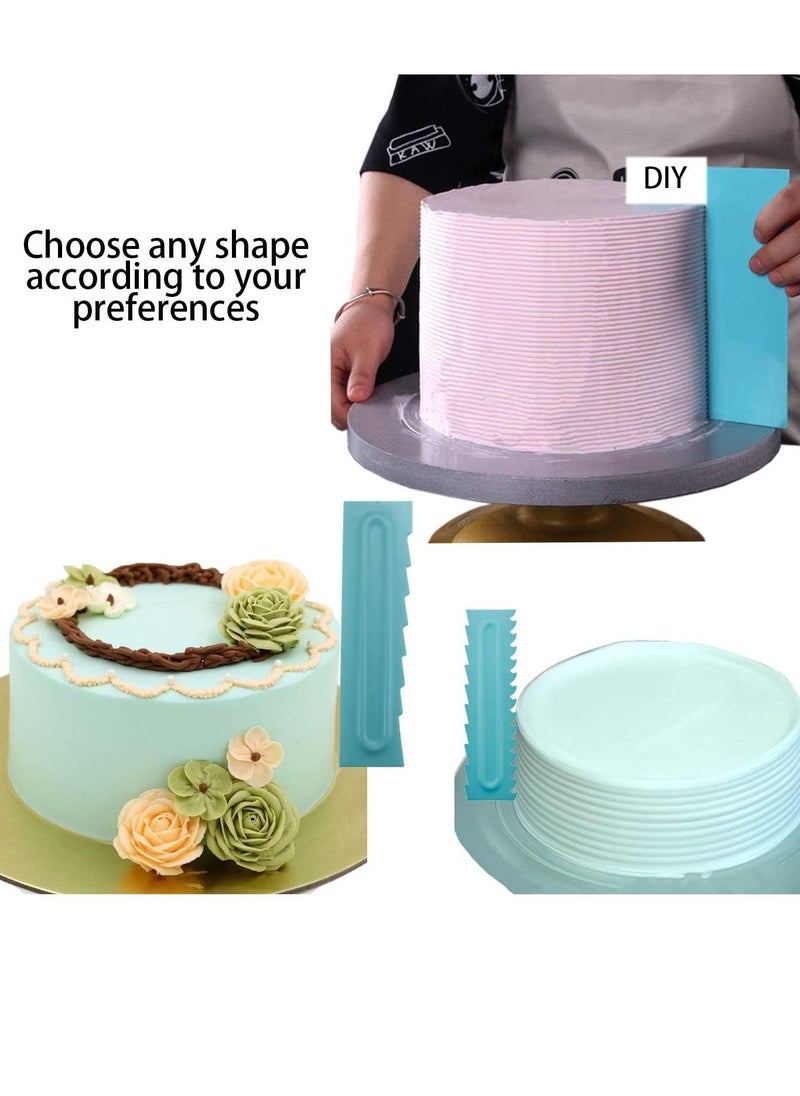 Plastic Cake Scraper Set, 9 Pieces Cake Cream Scrapers Combs Fondant Dessert Pattern Styling Tool Baking Mould (Light Blue)