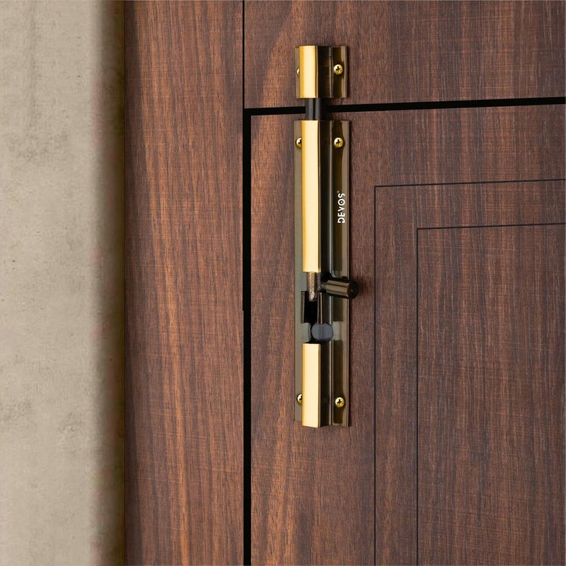 Devos Royal Charms Antique Aluminium Single Door Fittings Set | Hardware Accessories Kit, Brass Antique Finish | 1 Big Aldrop 10'',2 Handles 6'',1 Latch 7'',1 Stopper 6 - Image 2