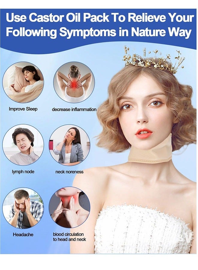 3 PCS Thyroid Castor Oil Neck Wrap/ Chest Wrap，Reusable Castor Oil Compress Pack Wrap for Thyroid Neck/Chest, Organic Cotton Flannel, Less Mess, Comfort Fit,Anti Oil Leak(Castor Oil Not Included) - Image 2