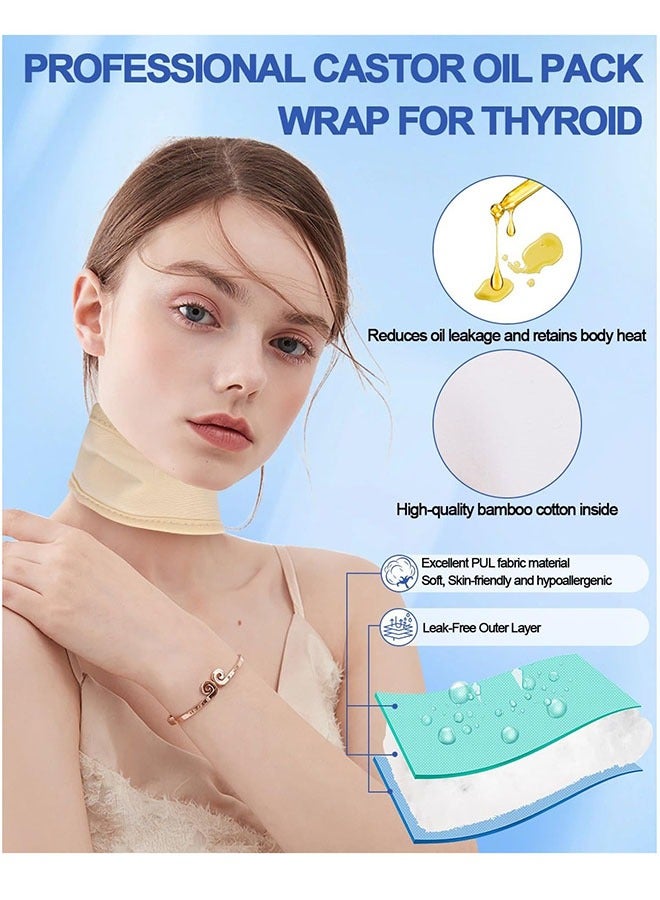 3 PCS Thyroid Castor Oil Neck Wrap/ Chest Wrap，Reusable Castor Oil Compress Pack Wrap for Thyroid Neck/Chest, Organic Cotton Flannel, Less Mess, Comfort Fit,Anti Oil Leak(Castor Oil Not Included) - Image 4