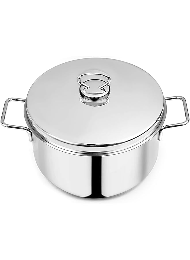 Pradeep Food Grade Stainless Steel Cookpot With Ss Dome Lid Plain, Silver (D 26 X H 14.5 Cm Model No 1110 26) - Image 1