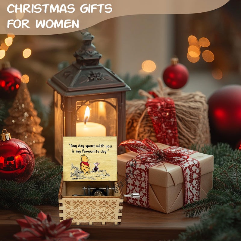 Litenx Wood Music Box Gifts for Women, Wife Girlfriend for Christmas Birthday Anniversary, Any Day Spent with You is My Favourite Day. - Image 4