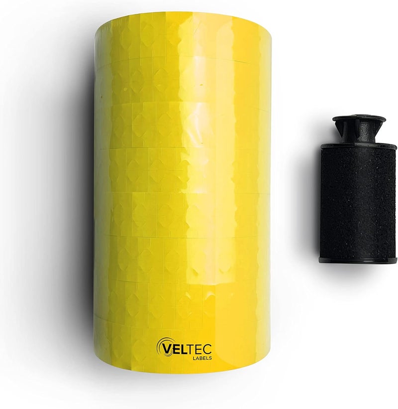 Veltec One-Line Pricing Labels for Monarch 1131 Price Gun – 1 Sleeve, 20,000 Labels with Security Slits and Free Ink Roller (Yellow) - Image 4