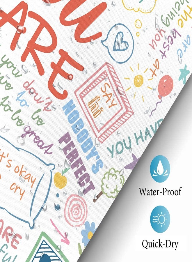 iTapnoom Funny Kids Inspirational Quotes Shower Curtain, Colorful Positive Words Graffiti Artwork Unisex Bathroom Decor Set, Waterproof Polyester Fabric Bath Curtain with Hooks 72x72 Inch - Image 5