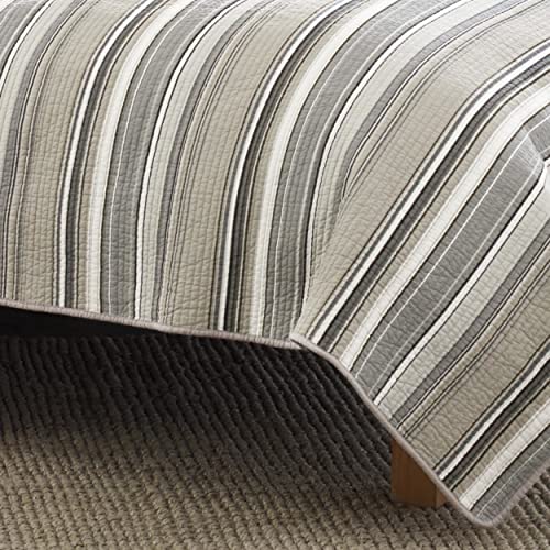 Stone Cottage - Fresno Collection - Quilt Set - 100% Cotton, Reversible Bedding with Matching Sham(s), Queen, Neutral - Image 3