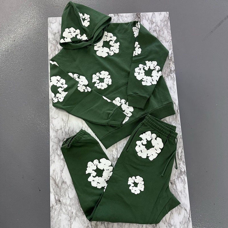 2023 fashion trend casual printed loose sweater y2g hip hop streetwear mens and womens pullover casual top Green suit 
