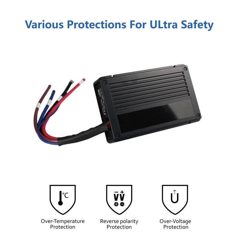 Dc To Dc On-Board Battery Charger: 12V 40A Black - MPPT Efficient Charging IP65 Waterproof Multiple Protection Features for Rvs Trailers Marine Vehicles Camper Vans - Image 2