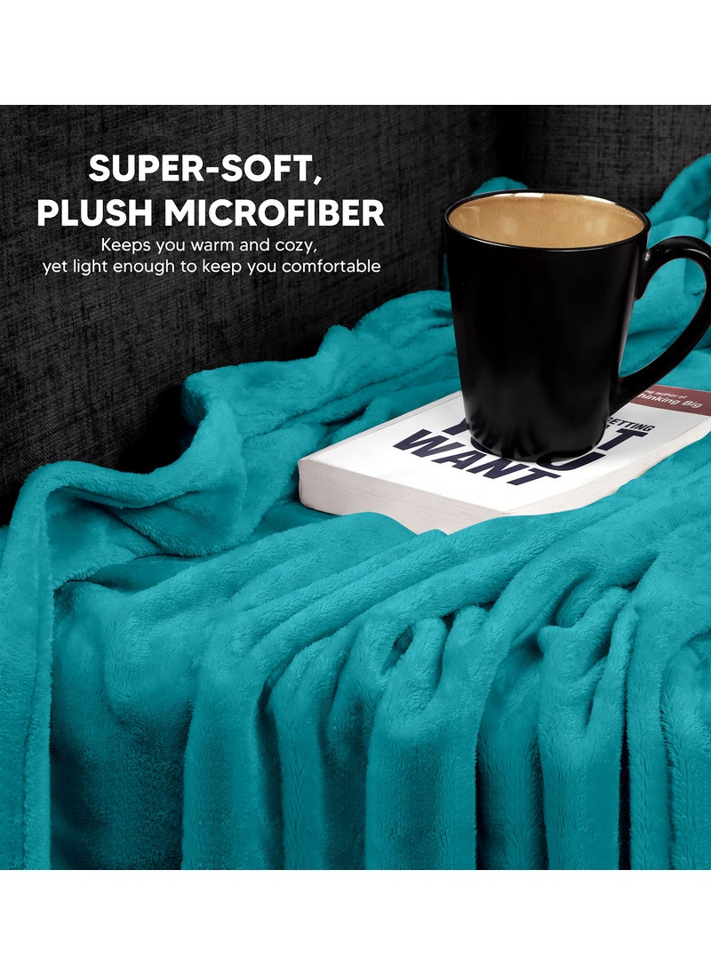Utopia Bedding Utopia Bedding Fleece Blanket Throw Size Turquoise 300GSM Luxury Blanket for Couch Sofa Bed Anti-Static Fuzzy Soft Blanket Microfiber (60x50 Inches)  - Image 4
