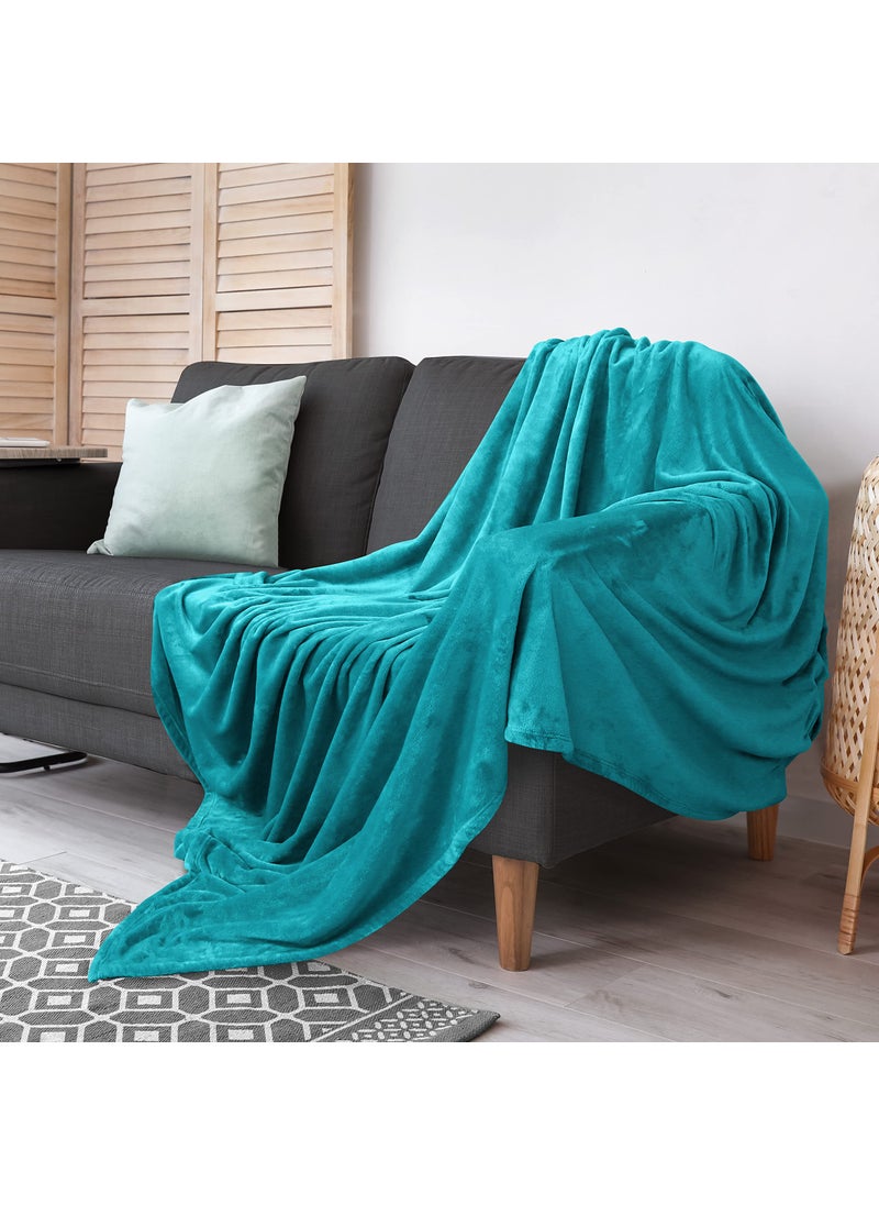 Utopia Bedding Utopia Bedding Fleece Blanket Throw Size Turquoise 300GSM Luxury Blanket for Couch Sofa Bed Anti-Static Fuzzy Soft Blanket Microfiber (60x50 Inches)  - Image 2