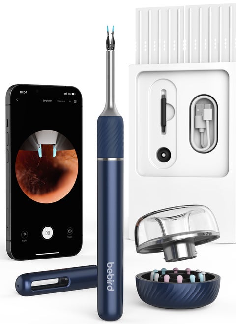 Bebird note5 Pro Ear Wax Removal kit 3-in-1 Ear Wax Removal Tool Wax Elimination Tweezers and Wireless Visible Ear Cleaner with Camera for iOS, Android Phones and Storage base