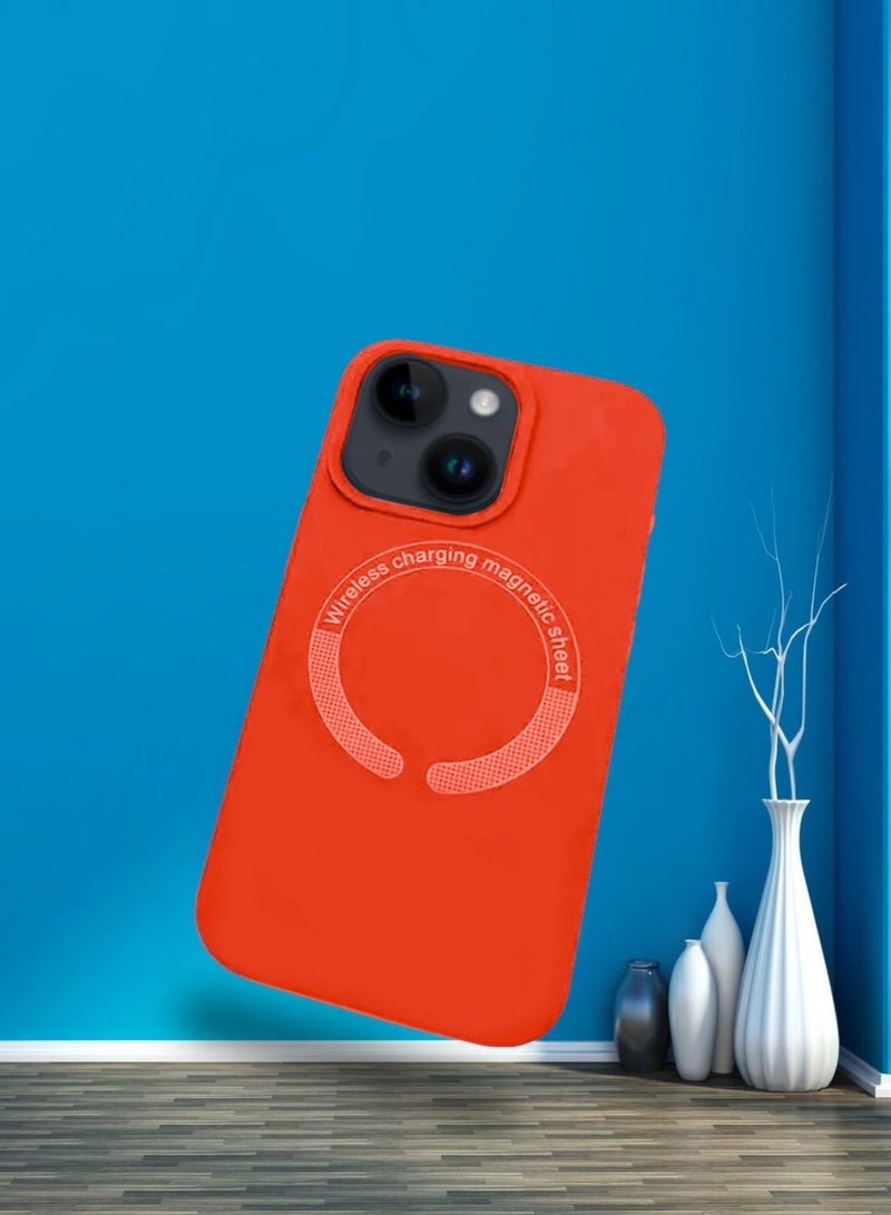 Wtech Magnetic Silicone Wireless Charging Case Cover For Apple iPhone 15 Plus Red - Image 2