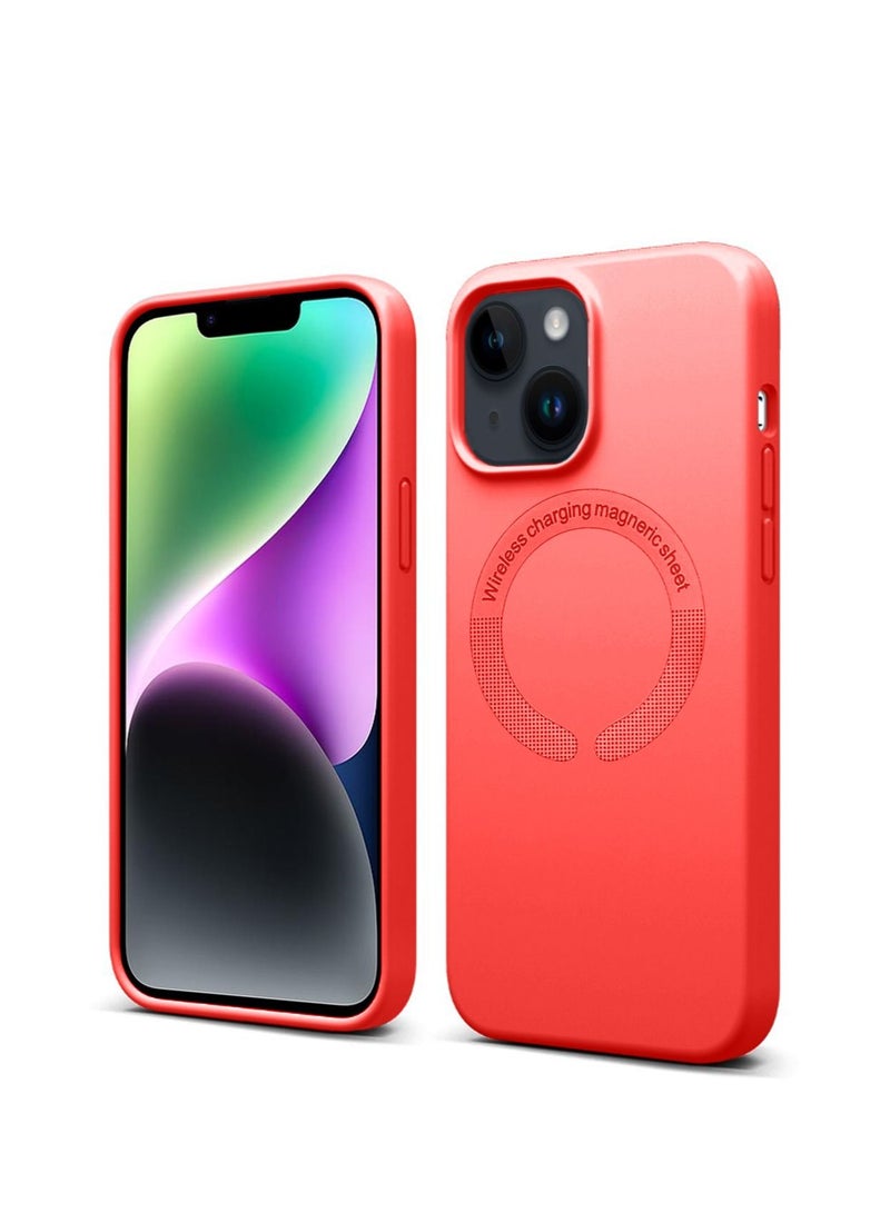 Wtech Magnetic Silicone Wireless Charging Case Cover For Apple iPhone 15 Plus Red - Image 1