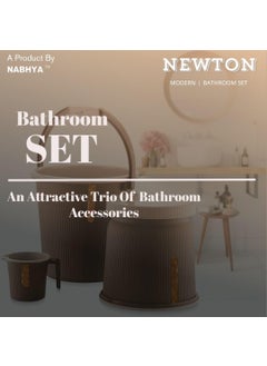 Nabhya Nabhya Newton Combo of 3 pcs Bathroom Accessories Set Plastic Bathroom Set with 20Ltr Plastic Bucket, Small Mug and Big Stool for Home, Kitchen & Bathroom (Brown)  - Image 2