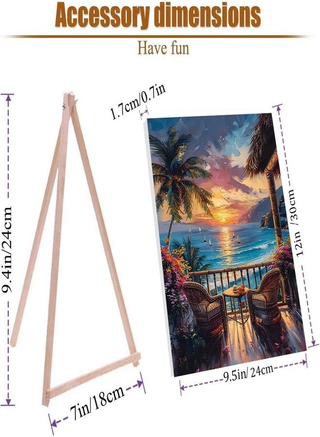 VIGEGU 4 Pack Landscape Paint by Numbers Kit for Adults with Framed,Beach Paint by Number with Wooden Easel DIY Box Pack Acrylic Oil Painting,for Wall Decor 9x12inch - Image 4