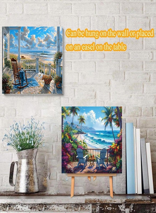 VIGEGU 4 Pack Landscape Paint by Numbers Kit for Adults with Framed,Beach Paint by Number with Wooden Easel DIY Box Pack Acrylic Oil Painting,for Wall Decor 9x12inch - Image 2