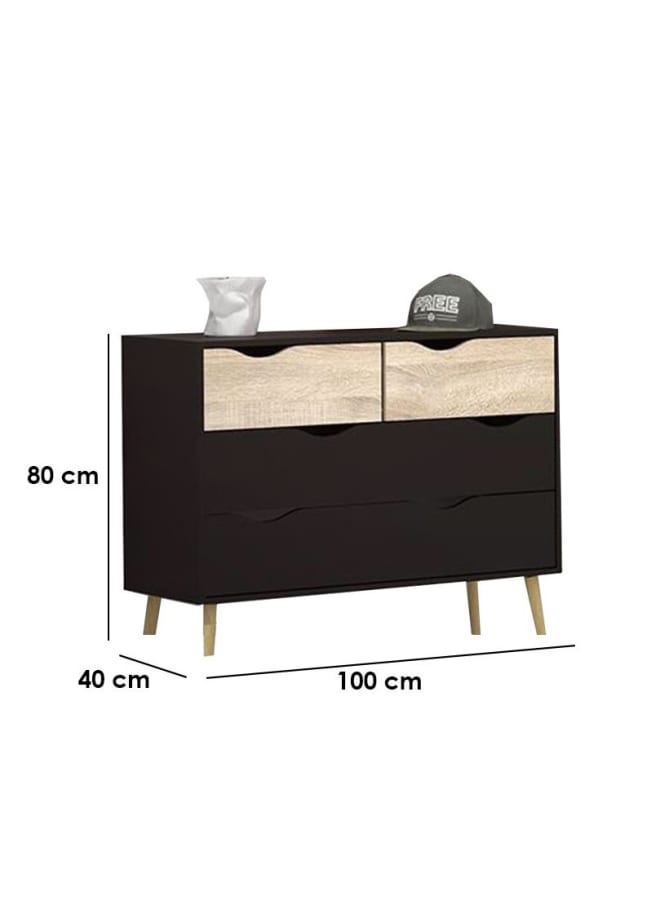 ريترو RA045 وحدة أدراج 80x40x100 سم - أسود×خشبي - Image 5
