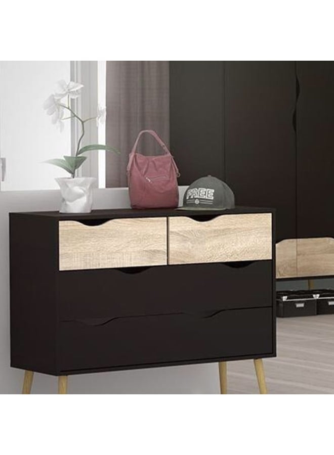 ريترو RA045 وحدة أدراج 80x40x100 سم - أسود×خشبي - Image 2
