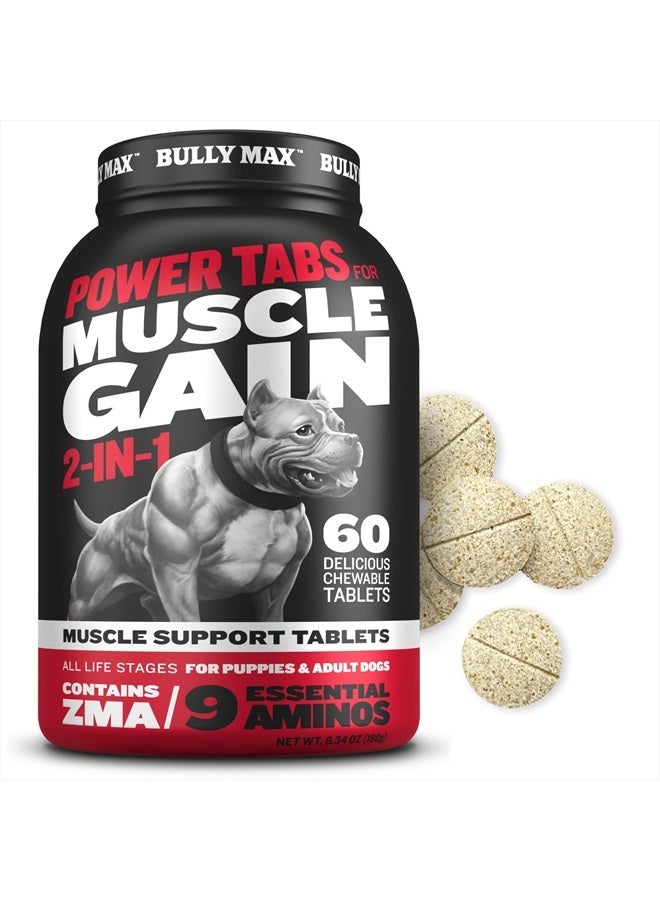 BULLY MAX 2-in-1 Muscle Builder Chewable Tablets for Puppies & Adult Dogs - Ultimate Canine Dog Supplement for Muscle Gain - 60 Tabs - Image 1