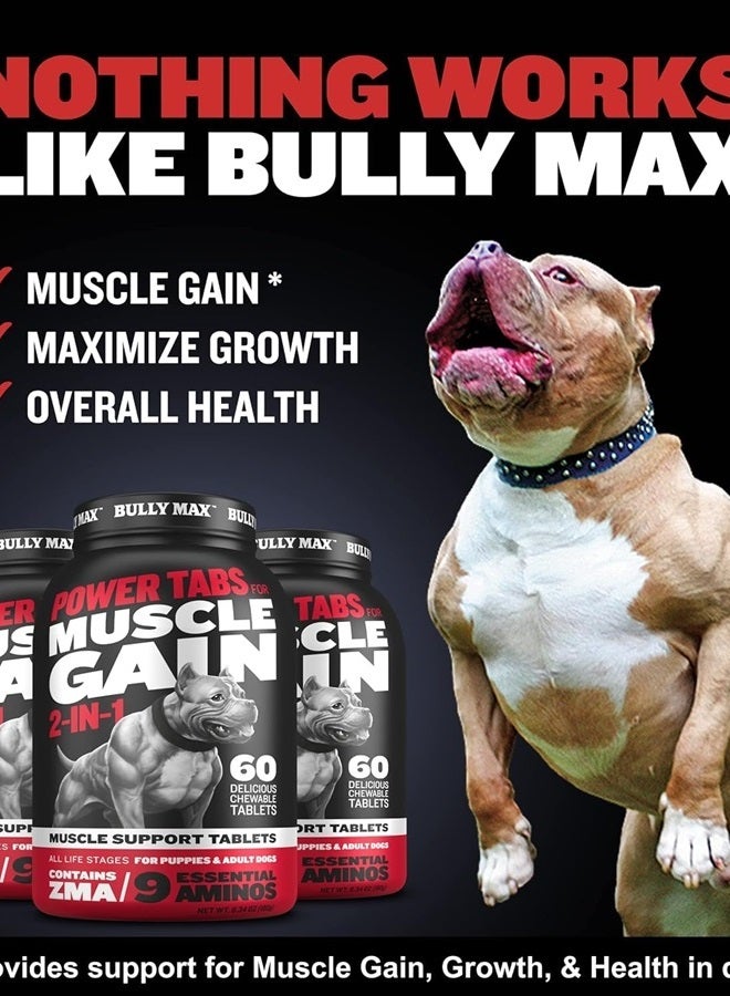 BULLY MAX 2-in-1 Muscle Builder Chewable Tablets for Puppies & Adult Dogs - Ultimate Canine Dog Supplement for Muscle Gain - 60 Tabs - Image 2