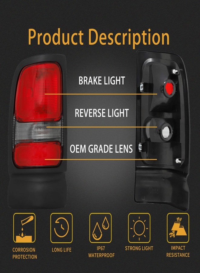 MiKaFex Tail Light Assembly Compatible With 1994-2001 Dodge Ram 1500 2500 3500 Driver and Passenger Side Rear Brake Lamps - Image 2