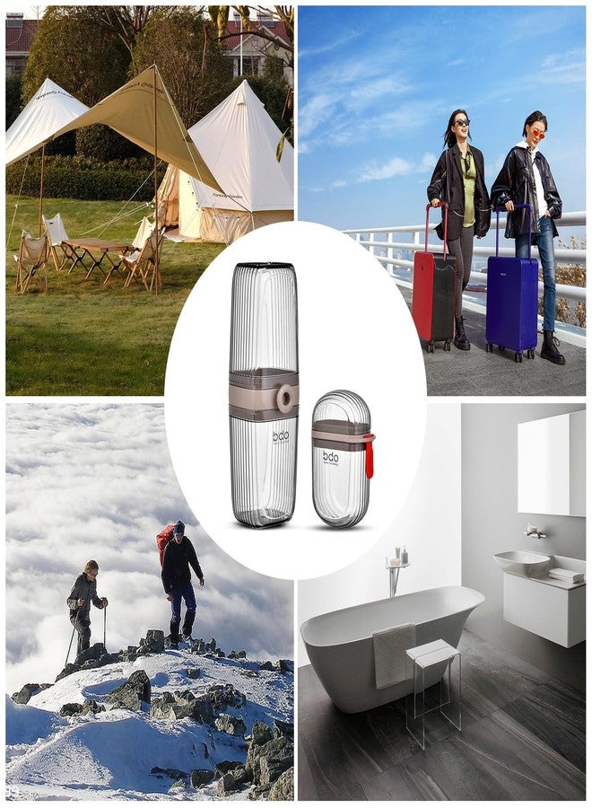 VITVITI Gray Toothbrush Travel Case, Portable Leakproof Travel Soap Container Dish Tray, 7.88 inch Toothpaste Toothbrush Holder with Cover for Trip/Bathroom/Camping - Image 5