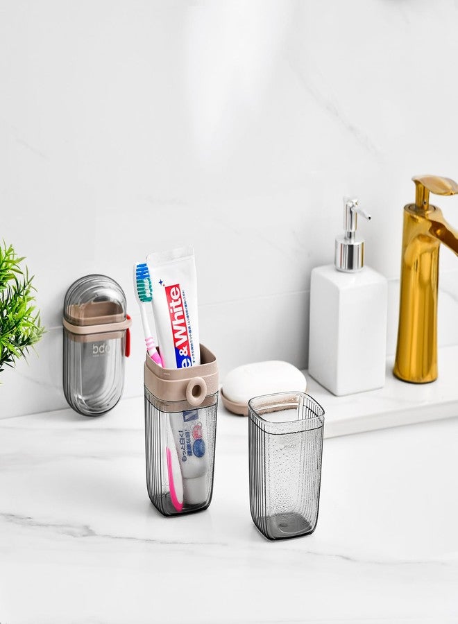 VITVITI Gray Toothbrush Travel Case, Portable Leakproof Travel Soap Container Dish Tray, 7.88 inch Toothpaste Toothbrush Holder with Cover for Trip/Bathroom/Camping - Image 4