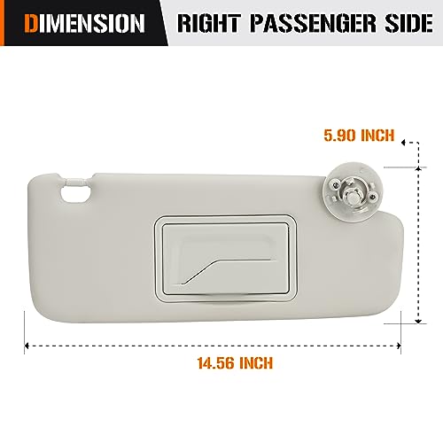 AEagle Sun Visor for 2012-2019 Chevy Sonic, 2013-2016 Spark, Right Passenger Side Sunvisor Beige Grey Sunvisor Replace P95327509 P95327507 - Image 5