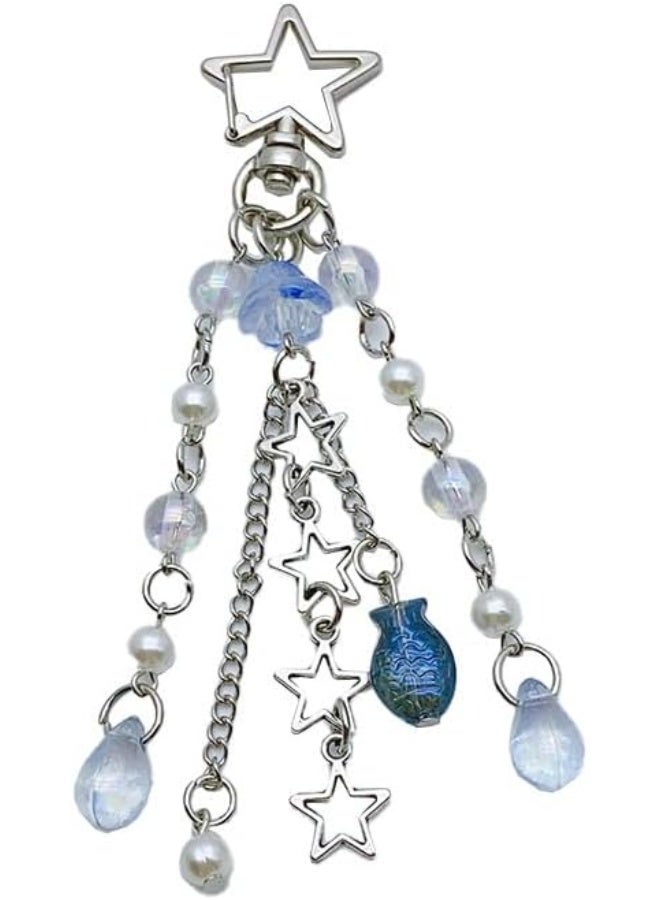 Keychain,Cute Car Keychains for Women Girls Bag Charms Purse Accessories Star Jelly Decor Personalized Gift, One Size - Image 1