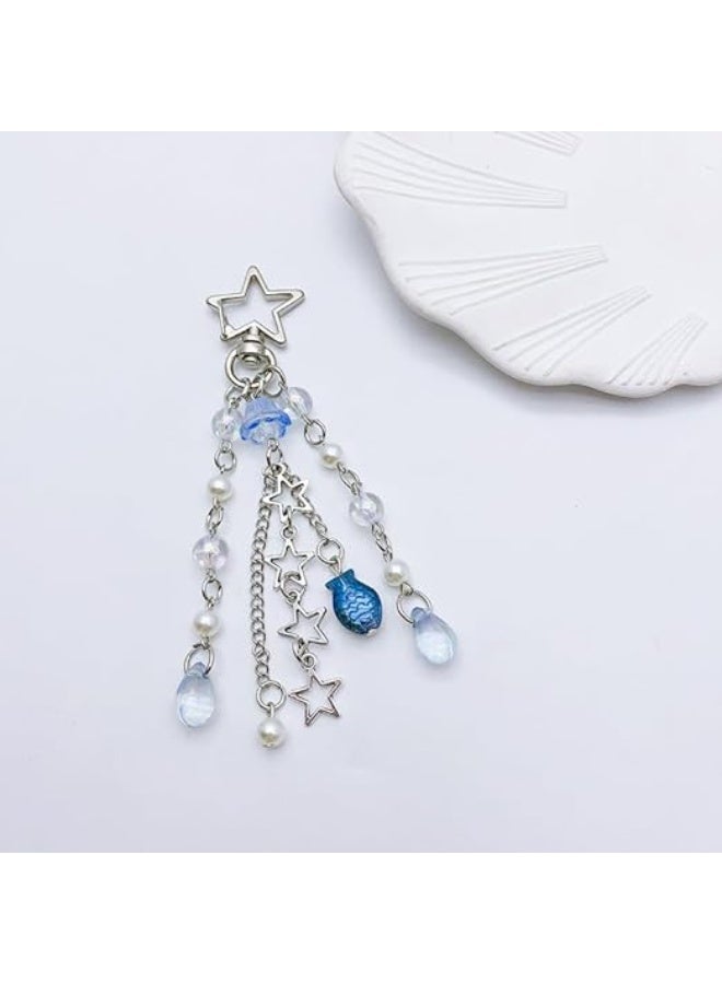 Keychain,Cute Car Keychains for Women Girls Bag Charms Purse Accessories Star Jelly Decor Personalized Gift, One Size - Image 5