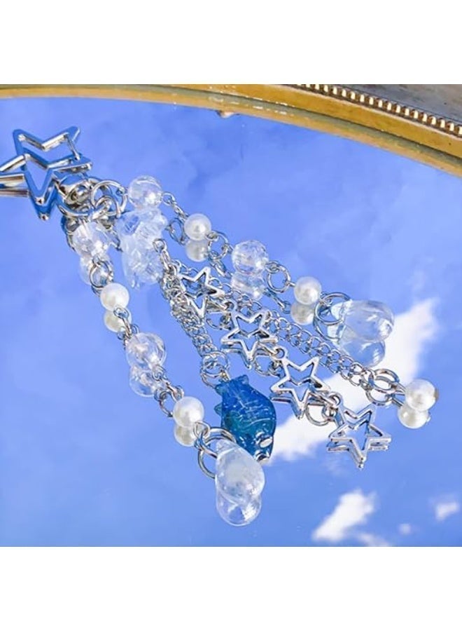 Keychain,Cute Car Keychains for Women Girls Bag Charms Purse Accessories Star Jelly Decor Personalized Gift, One Size - Image 4