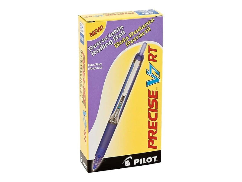 Pilot Precise V7 RT Refillable & Retractable Liquid Ink Rollerball Pens, Blue Ink Pens, Fine Point (0.7 mm), 12-Pack - Ideal for School, Journaling, and Office Writing - Image 1