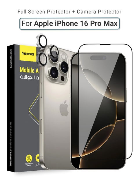 2 in 1 Apple iPhone 16 Pro Max Screen & Camera Protector - High Transparency Full Coverage Shield for Scratch & Impact Protection - Screen & Camera Protector for Apple iPhone 16 Pro Max