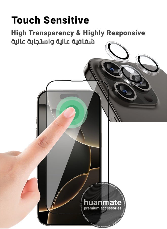 2 in 1 Apple iPhone 16 Pro Max Screen & Camera Protector - High Transparency Full Coverage Shield for Scratch & Impact Protection - Screen & Camera Protector for Apple iPhone 16 Pro Max