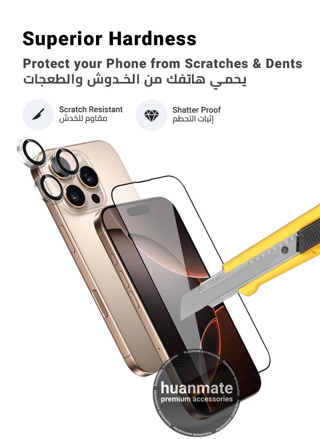 2 in 1 Apple iPhone 16 Pro Max Screen & Camera Protector - High Transparency Full Coverage Shield for Scratch & Impact Protection - Screen & Camera Protector for Apple iPhone 16 Pro Max