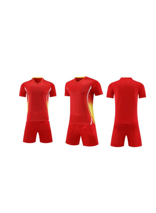 Football Jersey Suit Men's Women Breathable Short-Sleeved Quick-Dry Game Training Set Wine Red
