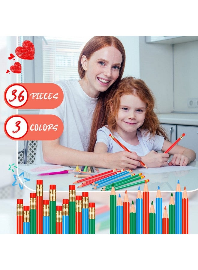 تشينكو 36 قطعة من أقلام الرصاص المبراة وأقلام الرصاص الزرقاء والخضراء والحمراء وأقلام الرصاص الملونة القابلة للمسح مع ممحاة وأقلام الرصاص الملونة للرسم وأقلام الرصاص التصحيحية 2 HB للتحقق من نتائج اختبار تلوين الخرائط، 12 قطعة لكل لون - Image 4