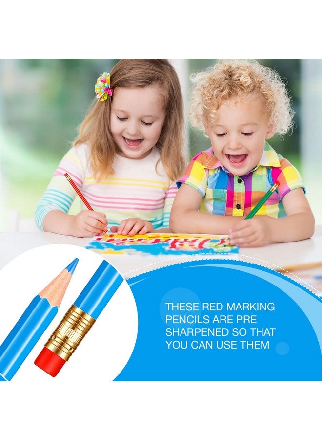 تشينكو 36 قطعة من أقلام الرصاص المبراة وأقلام الرصاص الزرقاء والخضراء والحمراء وأقلام الرصاص الملونة القابلة للمسح مع ممحاة وأقلام الرصاص الملونة للرسم وأقلام الرصاص التصحيحية 2 HB للتحقق من نتائج اختبار تلوين الخرائط، 12 قطعة لكل لون - Image 5