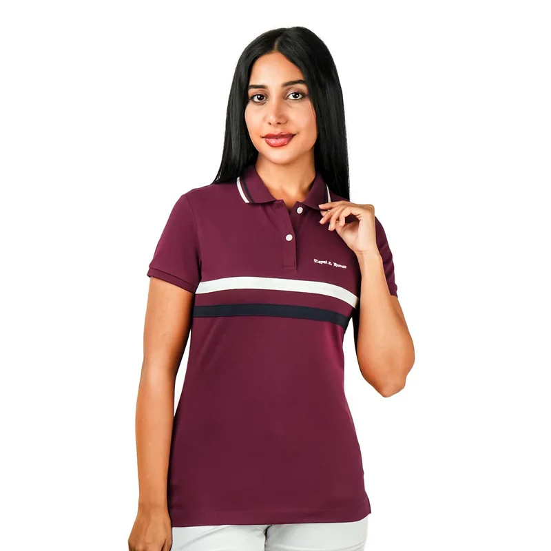 GIORDANO Women's Union Jack Polo Shirt - Cotton Lycra, Slim Fit