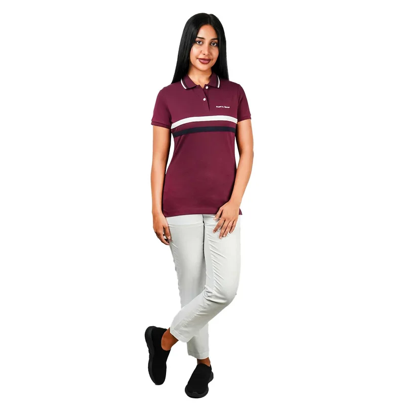 GIORDANO Women's Union Jack Polo Shirt - Cotton Lycra, Slim Fit